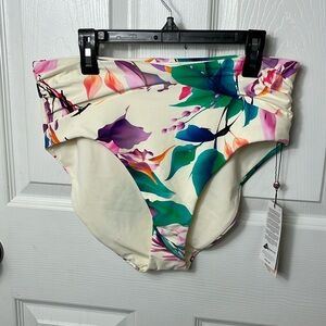 Calia Floral Tummy Control Bikini Bottoms M XL